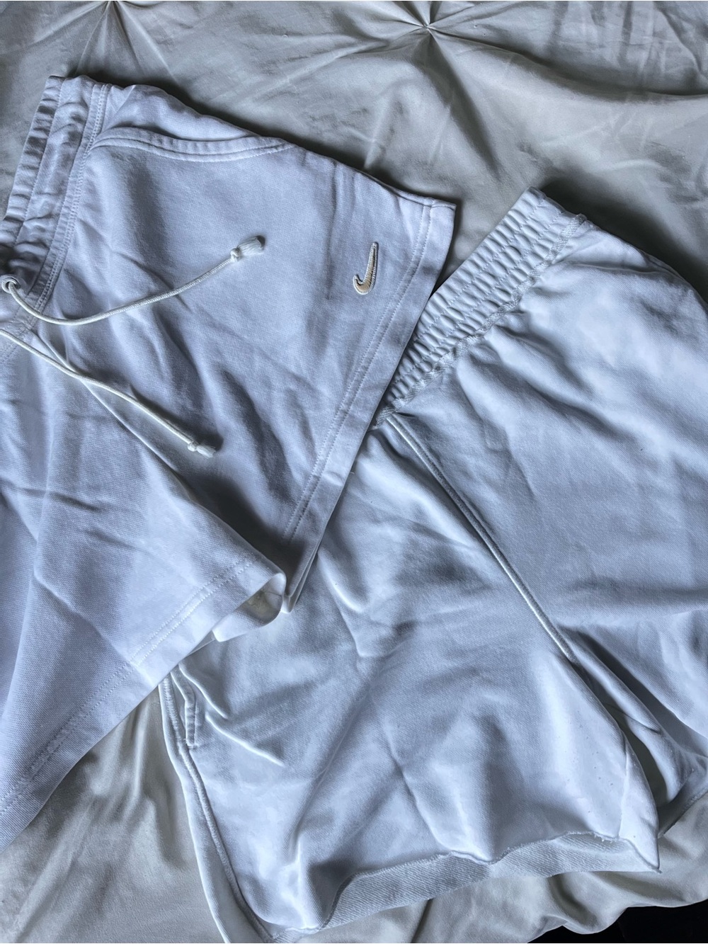 Bundle of Nike and H&M Women's White Athletic Drawstring Shorts with Swoosh